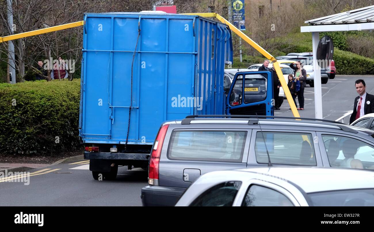 A high sided vehicle got stuck under a barrier as the driver tried to enter the car park at