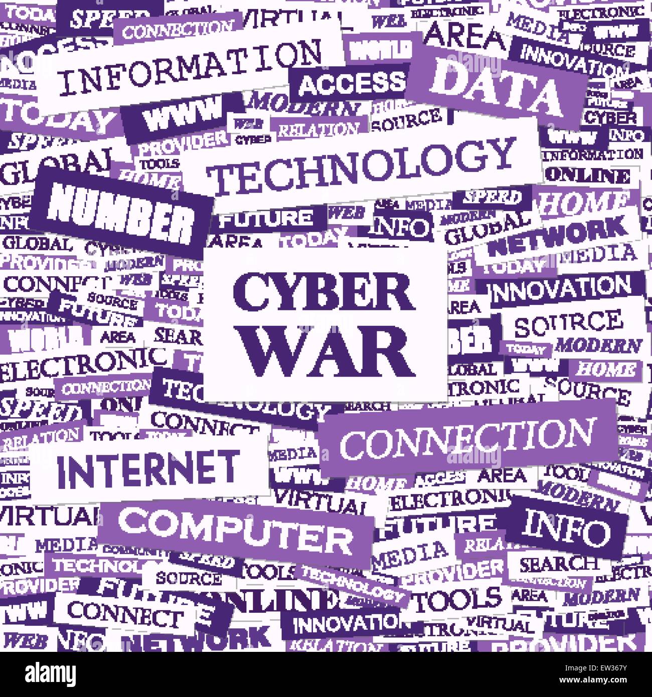 CYBER WAR. Concept illustration. Graphic tag collection. Wordcloud collage. Stock Vector