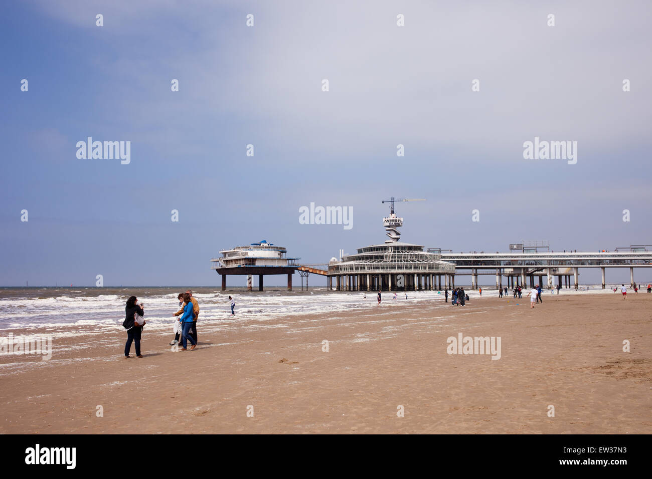 Scheveningen beach and pier by the North Sea in The Hague (Den Haag), South Holland, the Netherlands. Stock Photo