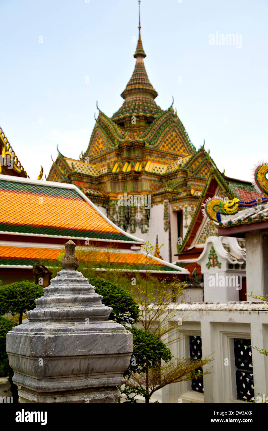 asia bangkok in temple thailand abstract cross colors roof wat sky and ...