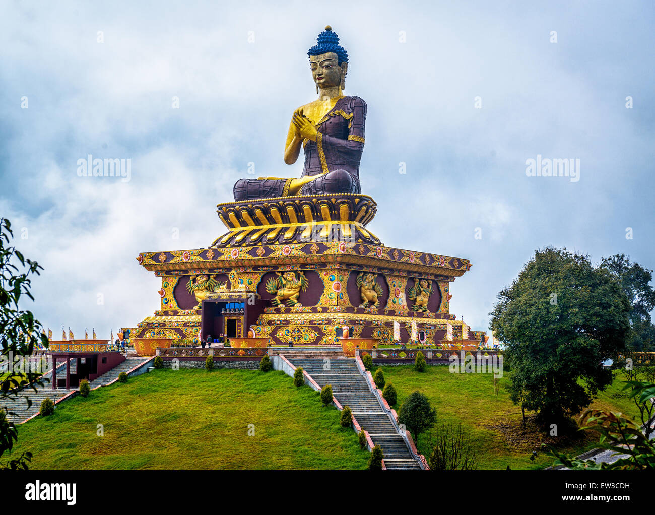 giant Buddha statue at Ravangla, Sikkim, India. Stock Photo