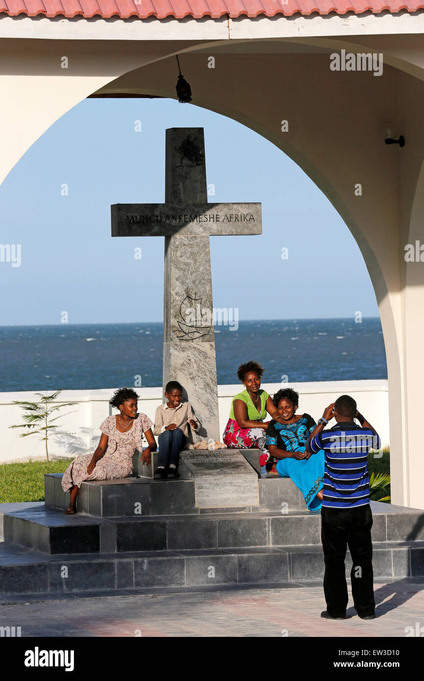 Bagamoyo, Tanzania: Place where a Cross was erected for the first time on 16th July 1868 by catholic Missionaries. Stock Photo