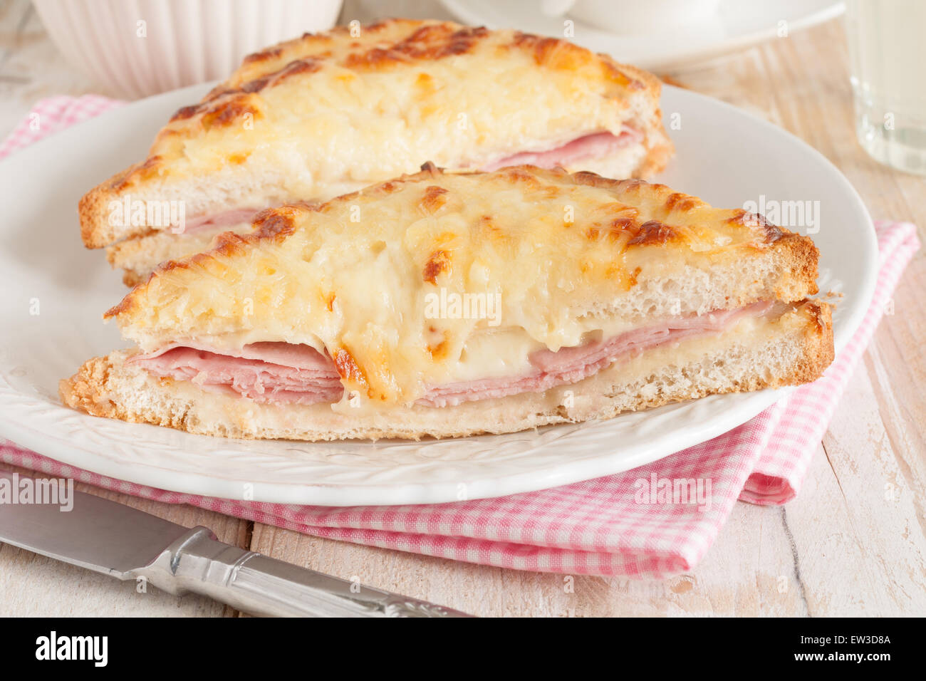 Croque Monsieur A Traditional French Toasted Cheese And Ham