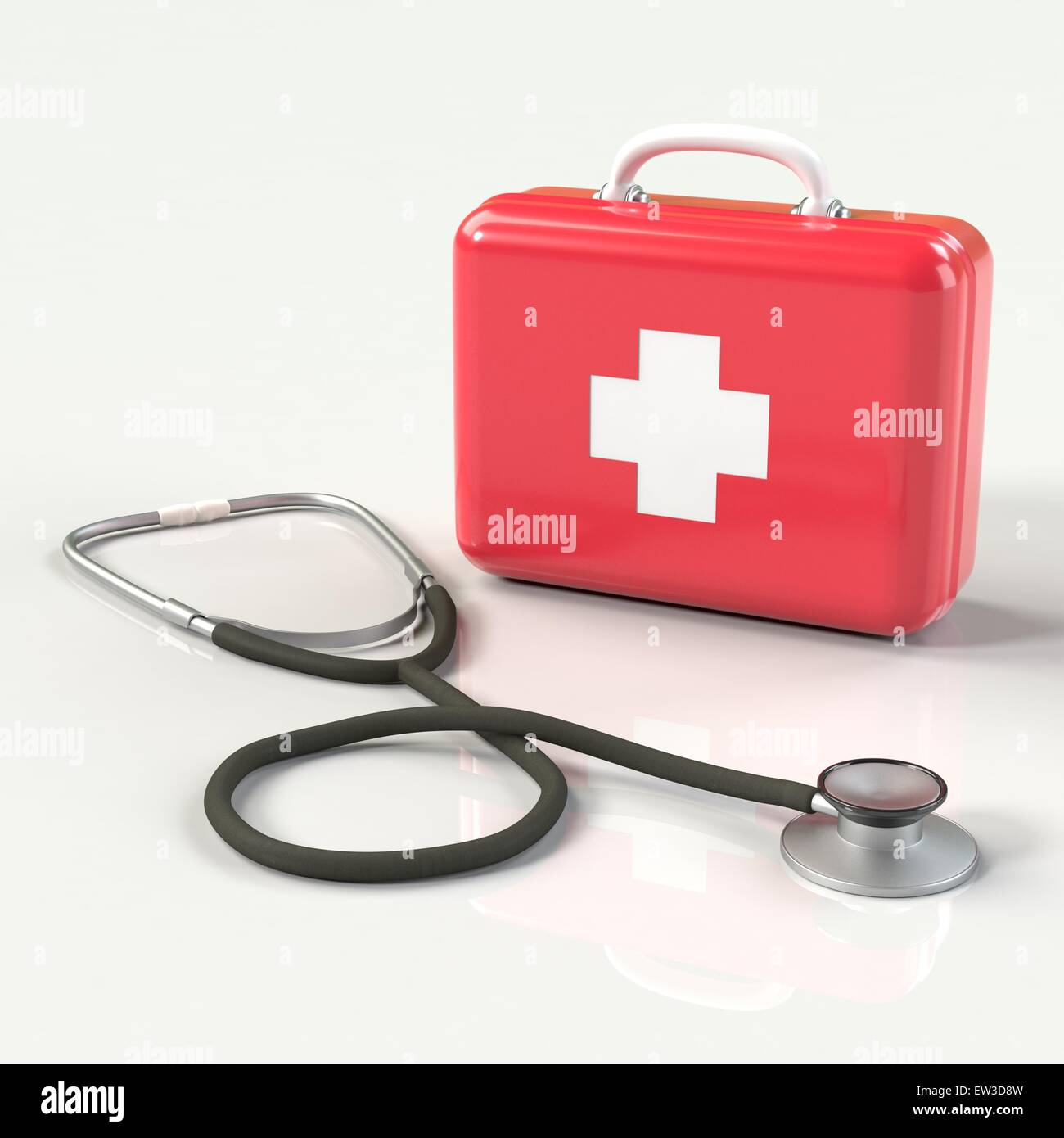 First aid kit with stethoscope Stock Photo Alamy