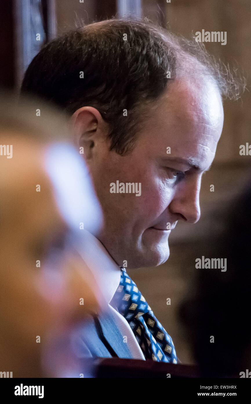 London, UK. 17th June, 2015. UKIP MP Douglas Carswell attends launch of Exit EU pamphlet by UKIP leaders Credit:  Guy Corbishley/Alamy Live News Stock Photo