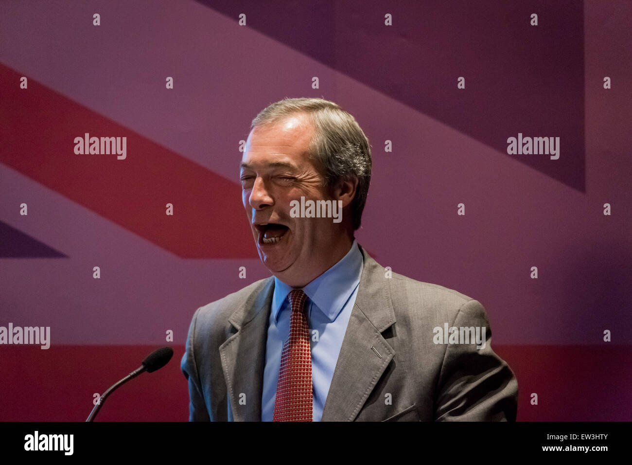 London, UK. 17th June, 2015. UKIP leader Nigel Farage launches exit EU pamphlet Credit:  Guy Corbishley/Alamy Live News Stock Photo