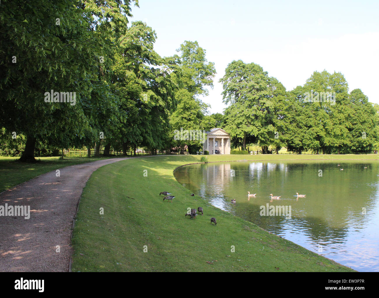 Lake at Althorp Estate, with temple dedicated to Diana, Princess of