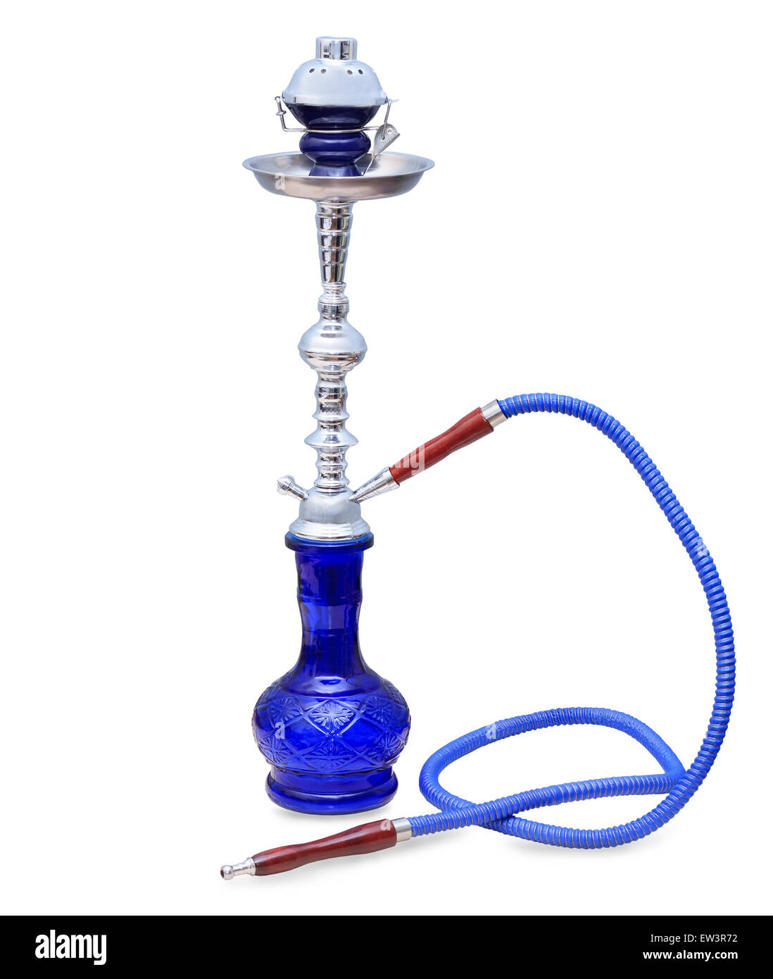 Big blue hookah isolated over a white background Stock Photo
