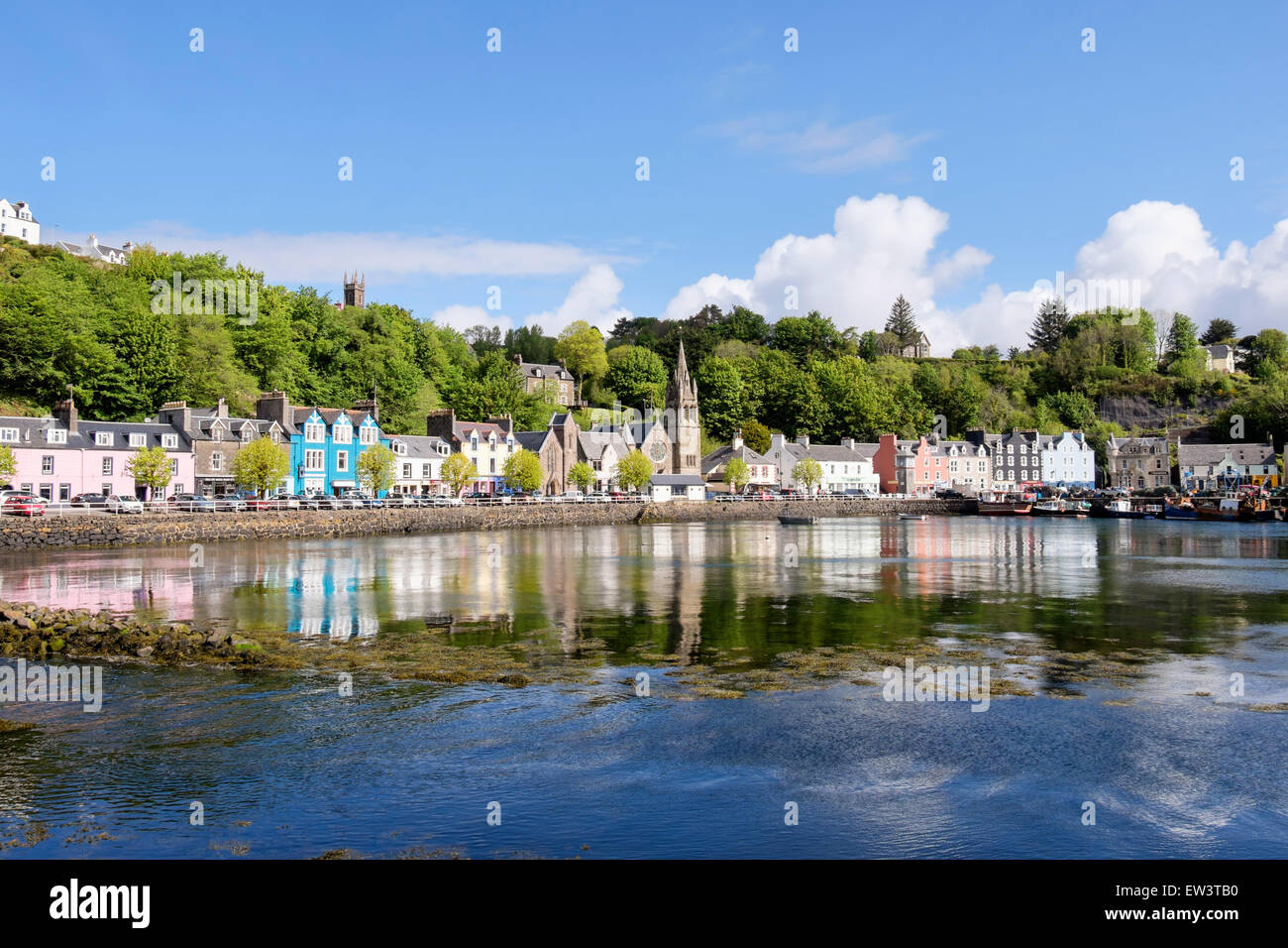 Colourful buildings overlooking harbour in Mull village of Tobermory Isle of Mull Argyll & Bute Inner Hebrides Western Isles Scotland UK Britain Stock Photo