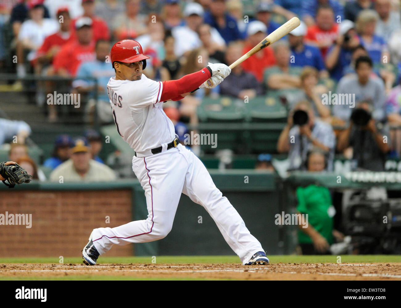 Arlington, Texas, USA. 16th June, 2015. Texas Rangers catcher Robinson ...