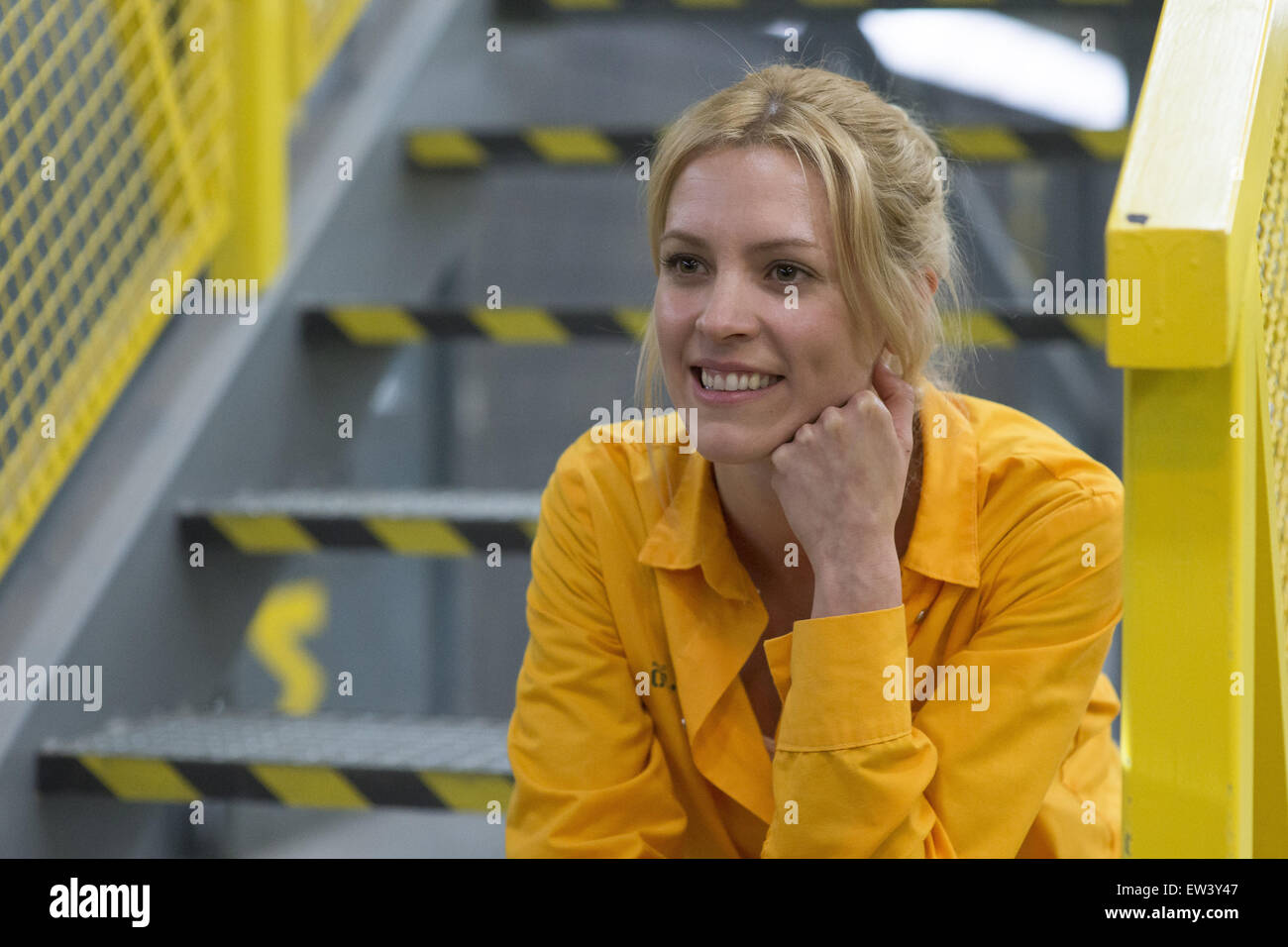 Actress Maggie Civantos, poses for photographers during the presentation of the new TV series 'Vis a Vis' in the same series dish in Madrid.  Featuring: Maggie Civantos Where: Madrid, Spain When: 16 Apr 2015 C Stock Photo