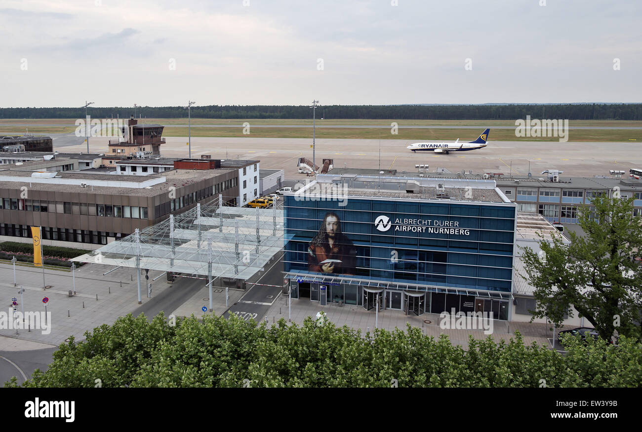 Nuremberg, Germany. 11th June, 2015. The logo of the airport reading the new name of the