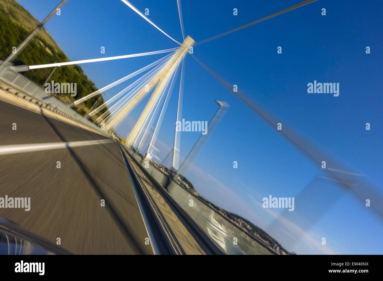 Cable-stayed bridge, most Dr. Franja Tudmana, Dubrovnik, Dalmatia, Croatia Stock Photo