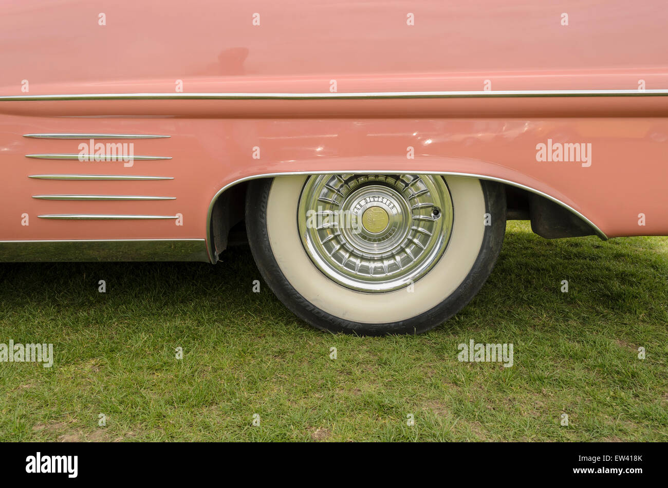 A pink cadillac car at a vintage car show Clacton, Essex,UK-classic car show 17/05/2015 Stock Photo