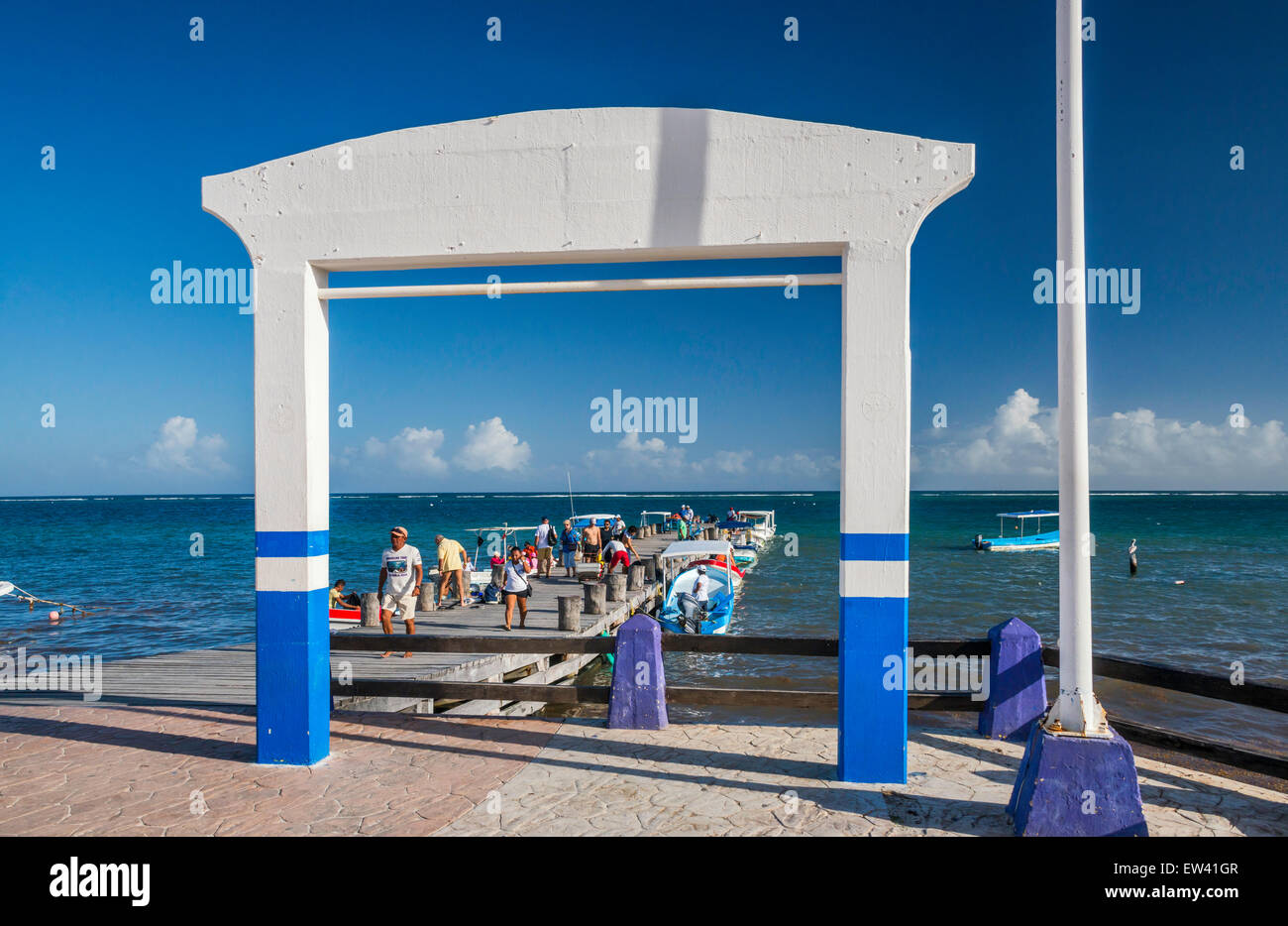 Gateway at pier in Puerto Morelos, Riviera Maya, Yucatan Peninsula, Quintana Roo state, Mexico Stock Photo