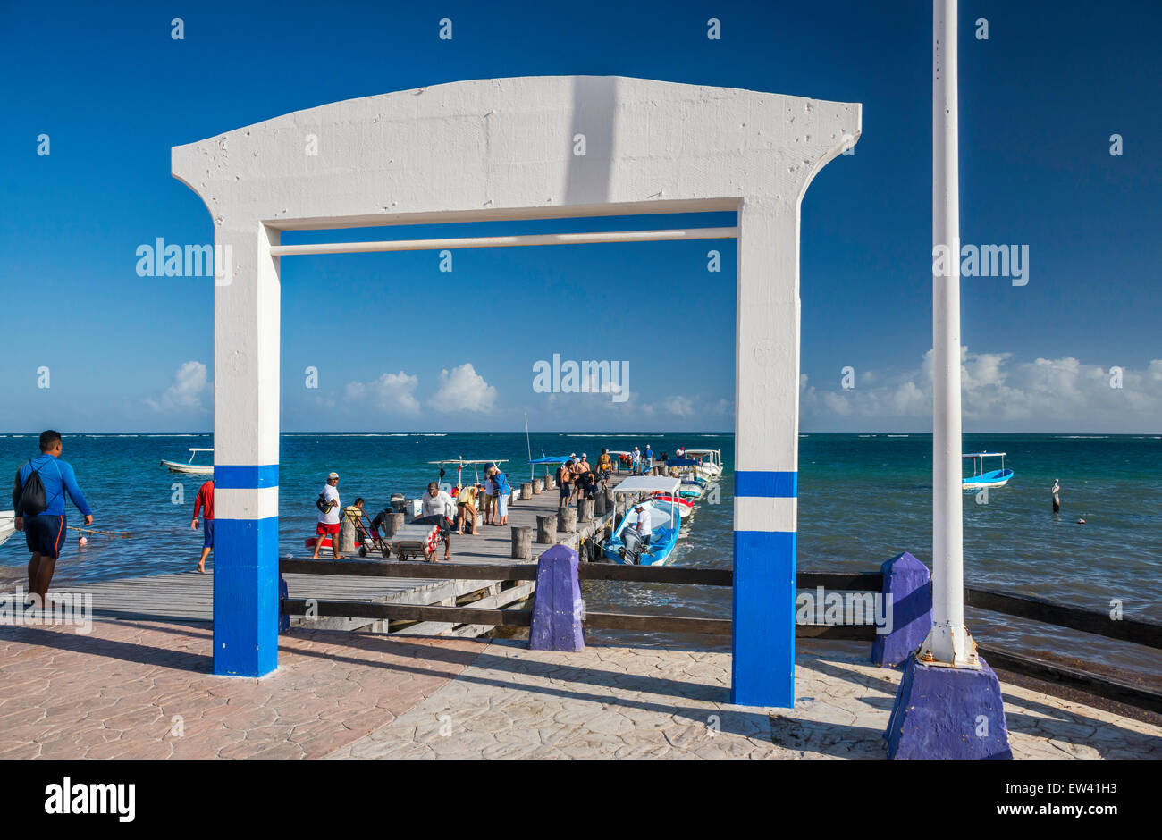 Gateway at pier in Puerto Morelos, Riviera Maya, Yucatan Peninsula, Quintana Roo state, Mexico Stock Photo