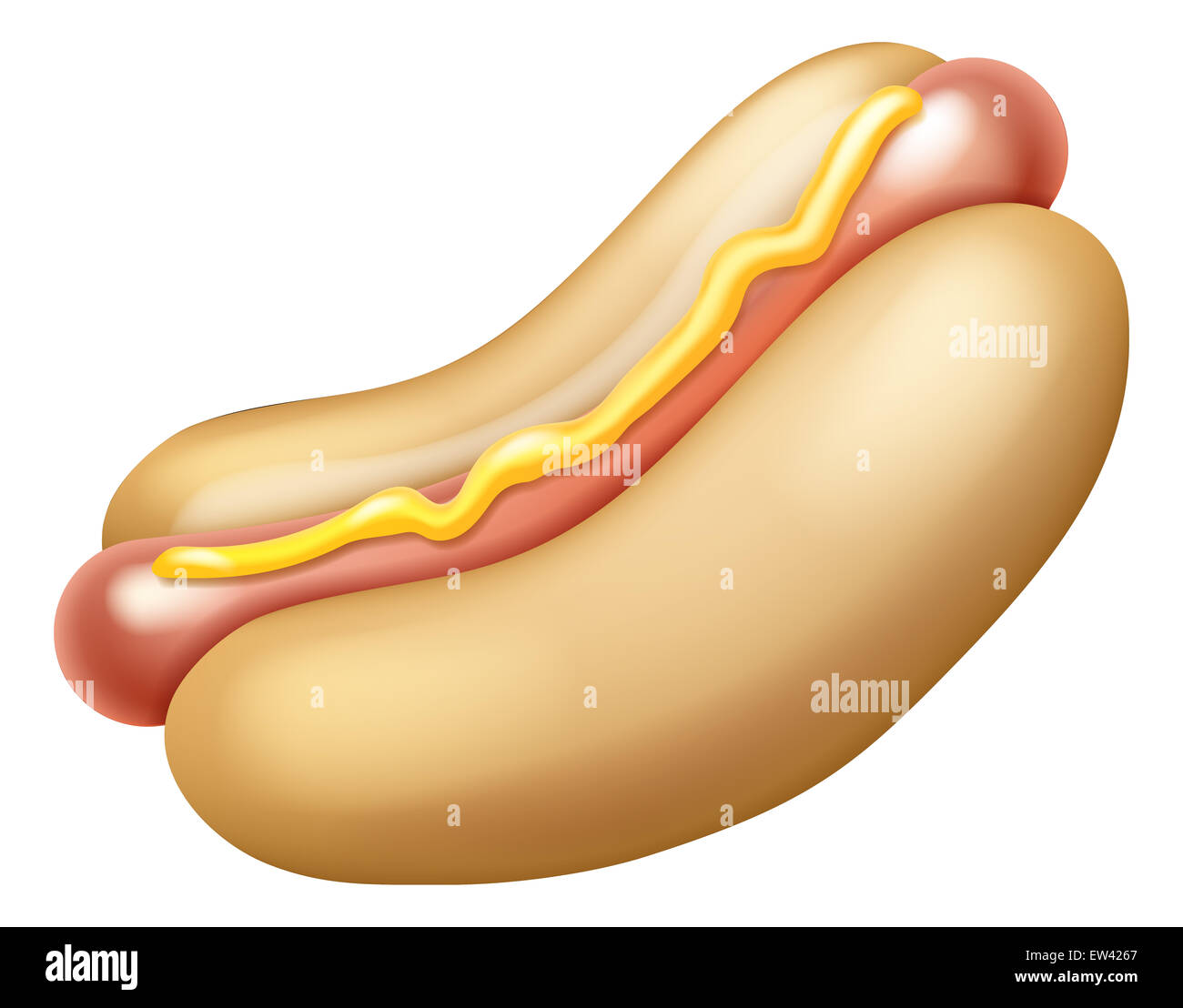 An illustration of a tasty looking cartoon hotdog Stock Photo