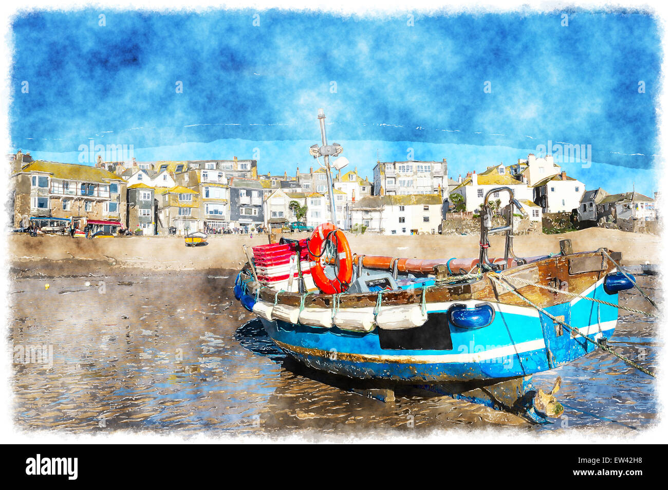 Water color painting in sketchbook , St Ives ,Cornwall ,England Stock Photo  - Alamy
