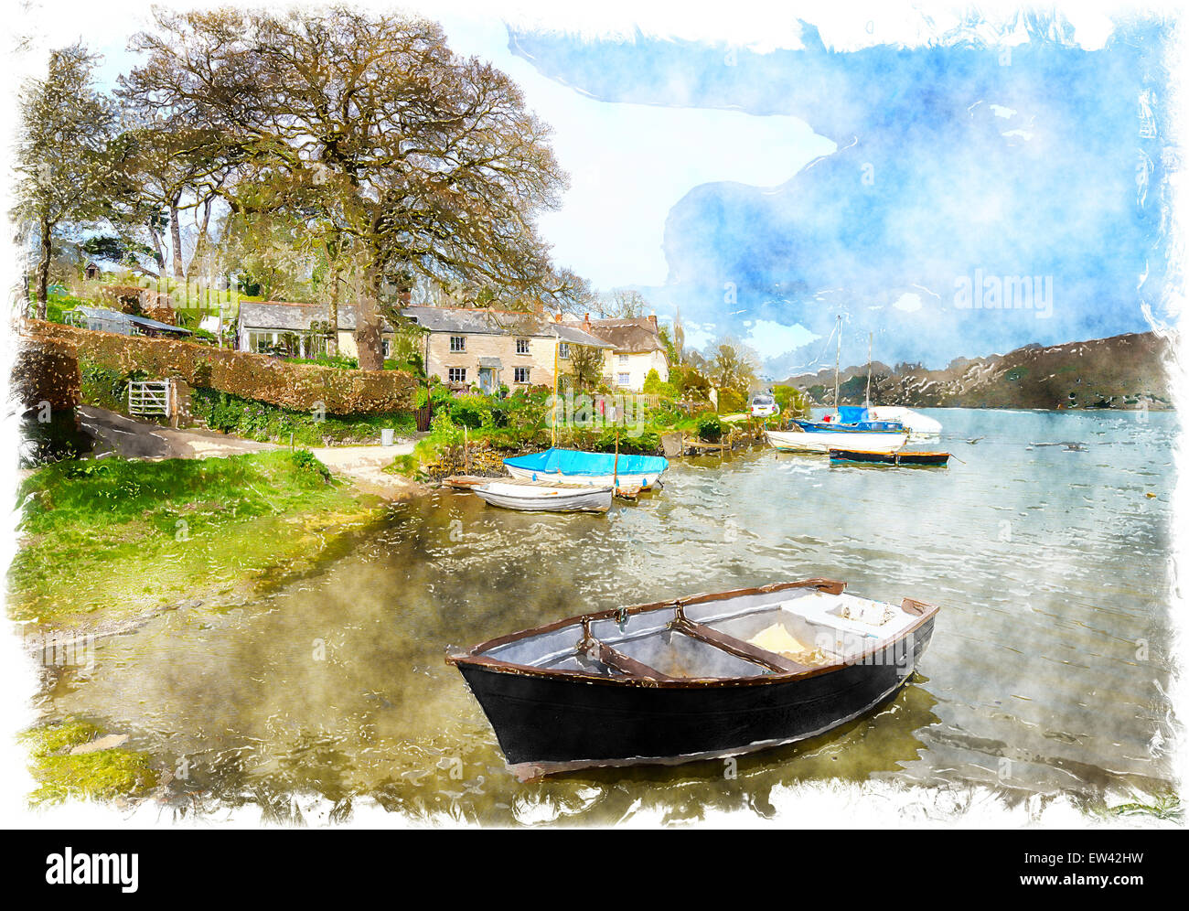 St Clement a small village on the banks of the Tresillian river just outside of Truro in Cornwall Stock Photo