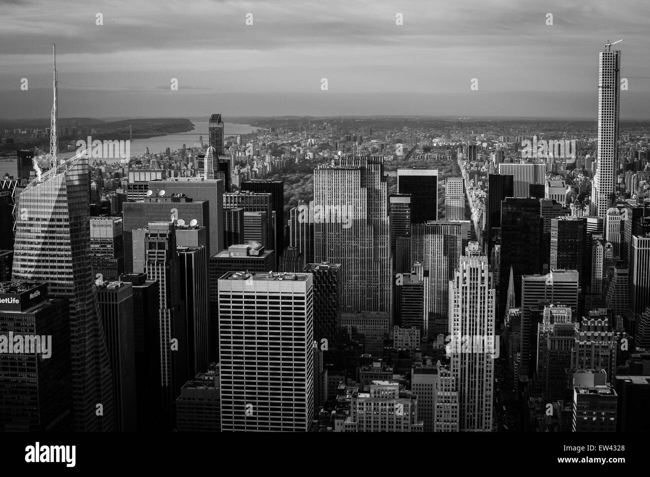 The New York City skyline from the Empire State Building. Stock Photo