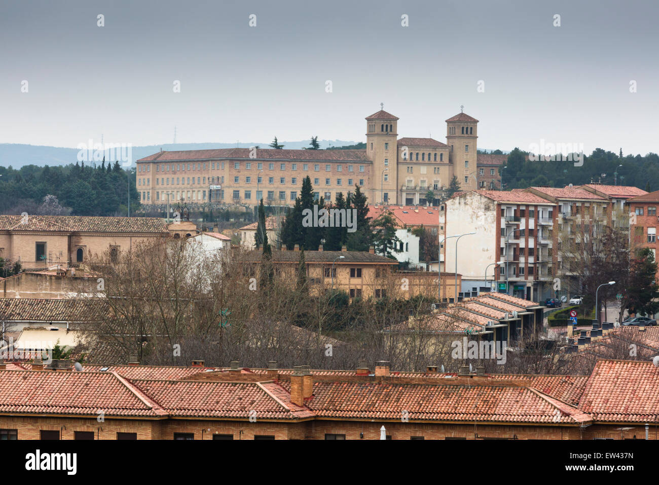 View across the tiled roofs to Tarazona Seminary Stock Photo