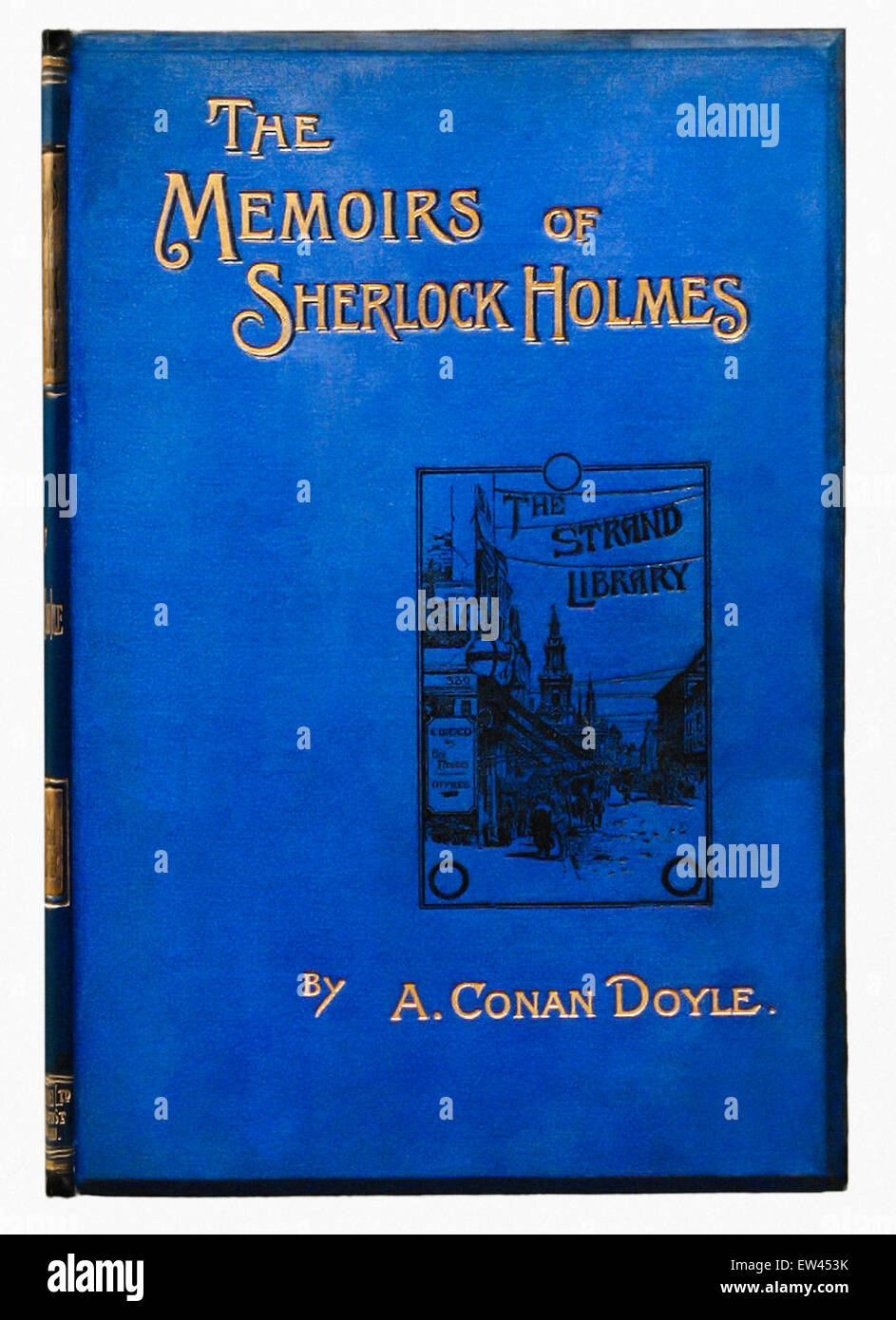 'The Memoirs of Sherlock Holmes' Front Cover of first edition published in 1894. The  Sherlock Holmes short stories by Arthur Conan Doyle were first published in The Strand magazine with illustrations by Sidney Paget, who created his popular image. Credit: Private Collection / AF Fotografie Stock Photo