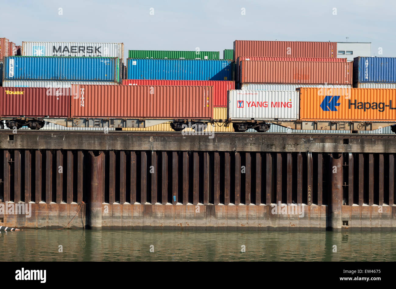 HGK container terminal, Niehl, Cologne, North Rhine-Westphalia, Germany. Stock Photo