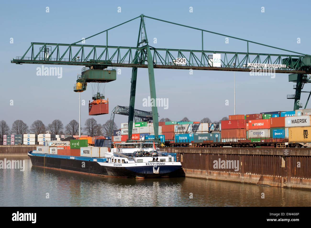 HGK container terminal, Niehl, Cologne, North Rhine-Westphalia, Germany. Stock Photo