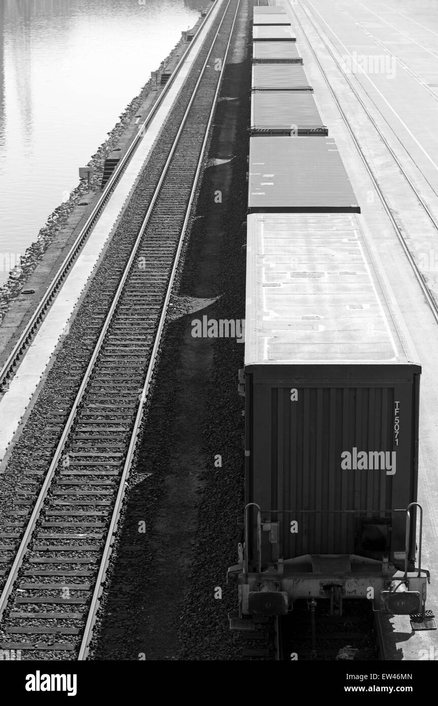 HGK container terminal, Niehl, Cologne, North Rhine-Westphalia, Germany. Stock Photo