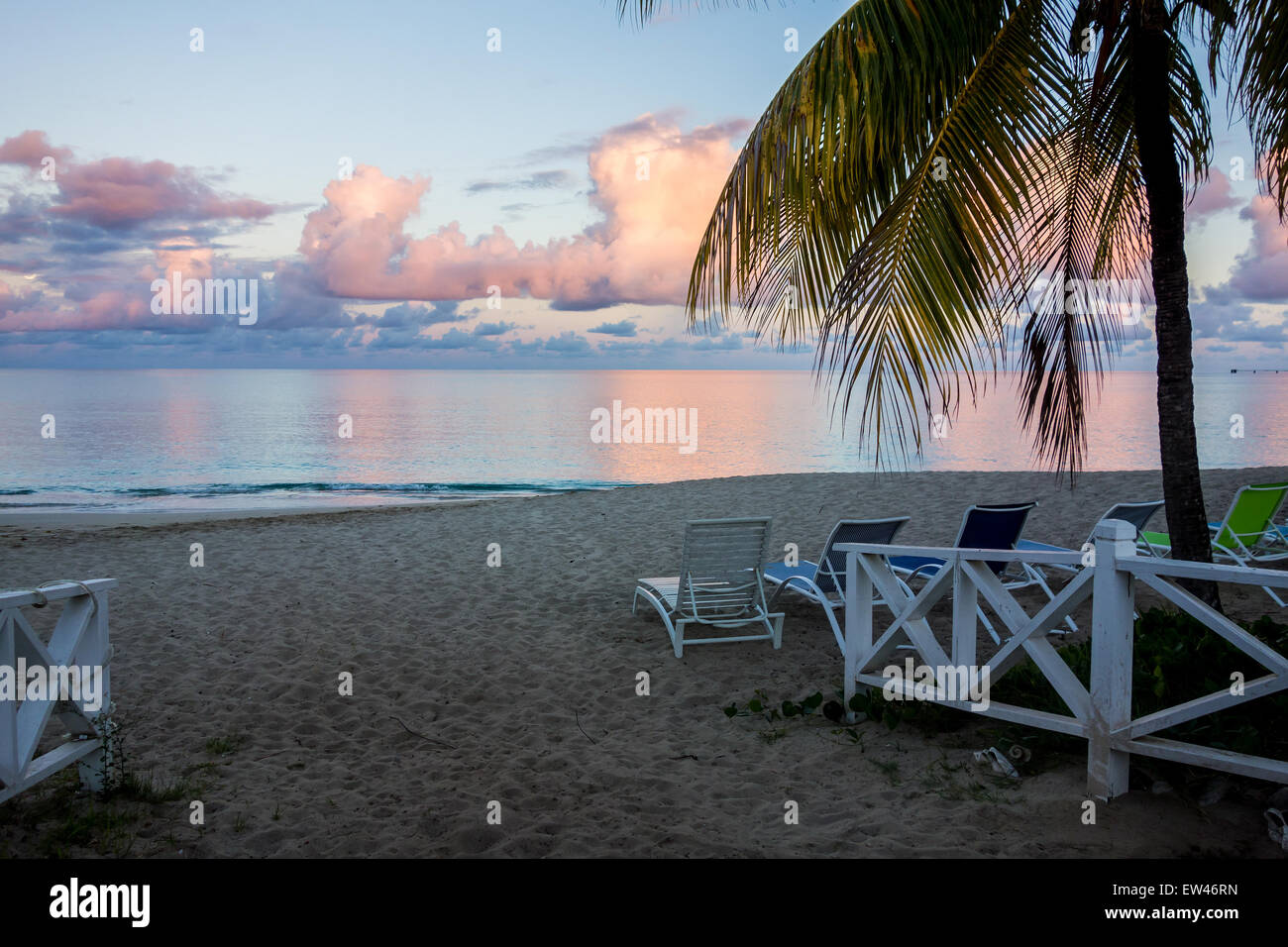Sunrise viewed from a beach resort on the island of St. Croix, U. S. Virgin Islands. Stock Photo