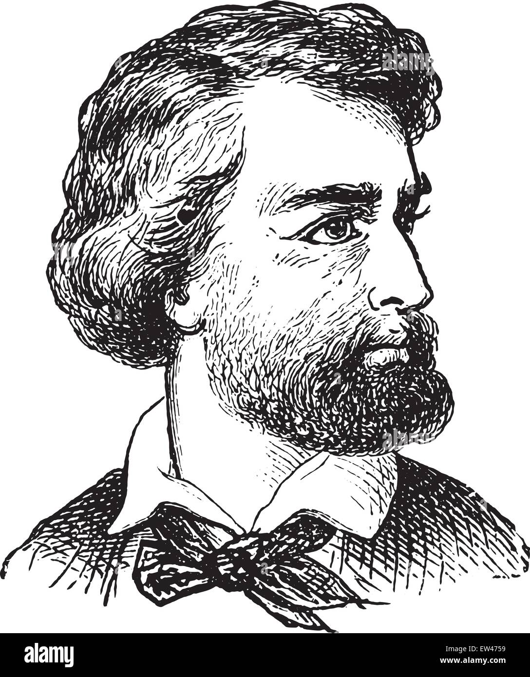 Caucasian man, vintage engraved illustration. Stock Vector