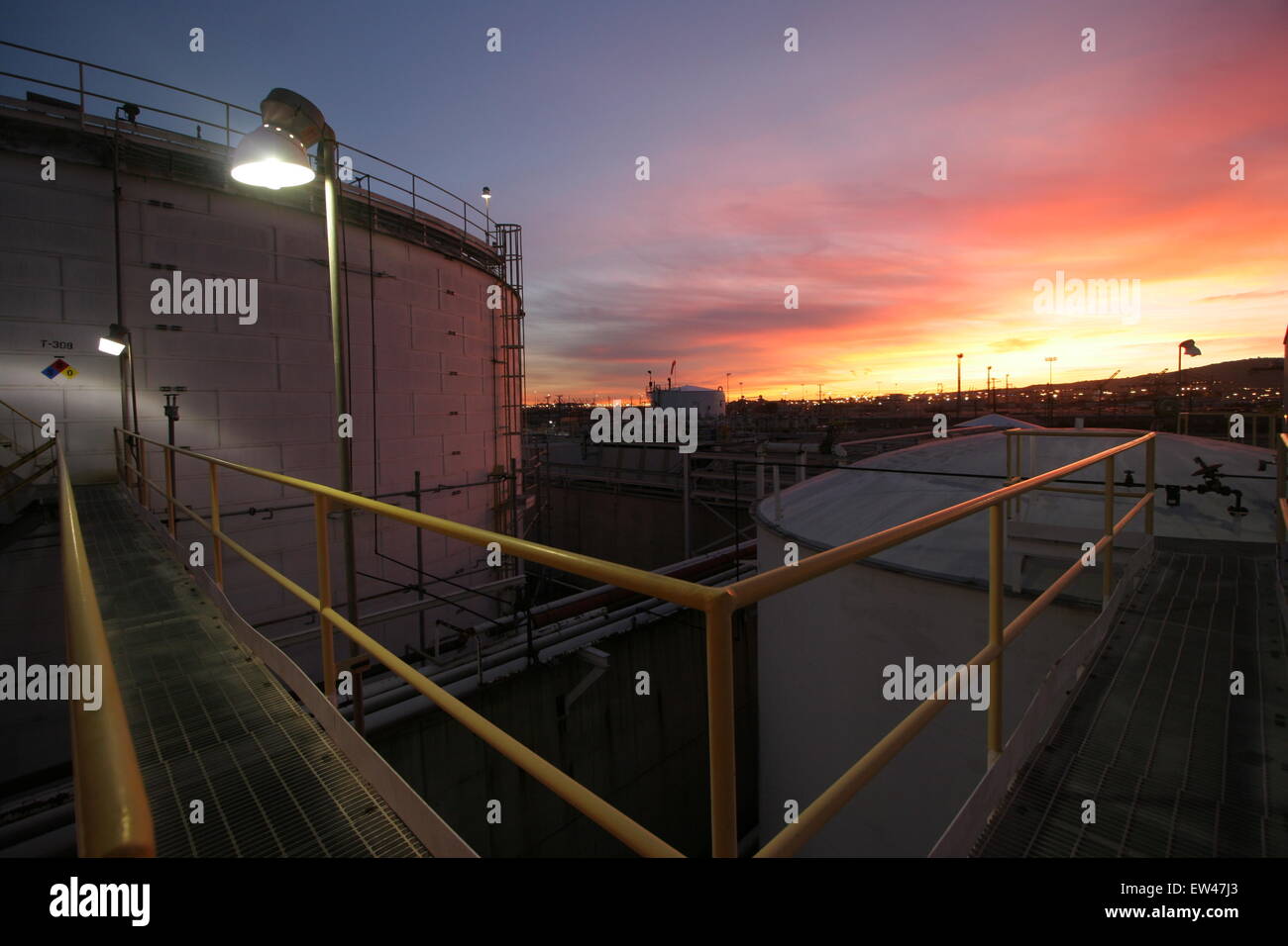 tank farm at night Stock Photo Alamy