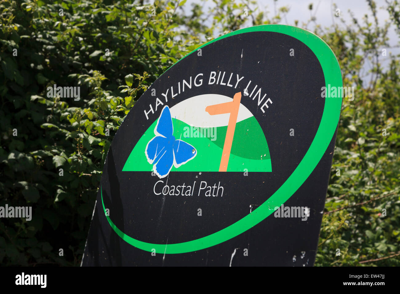 Hayling Island Billy Line coastal Path sign Stock Photo
