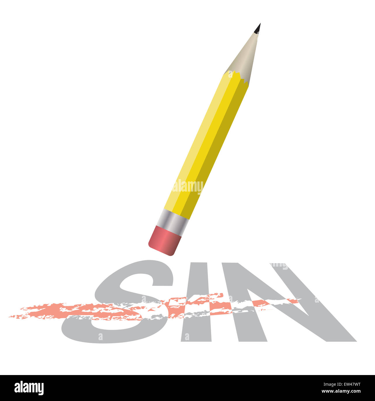 An illustration of a pencil erasing the word sin. Christian salvation ...