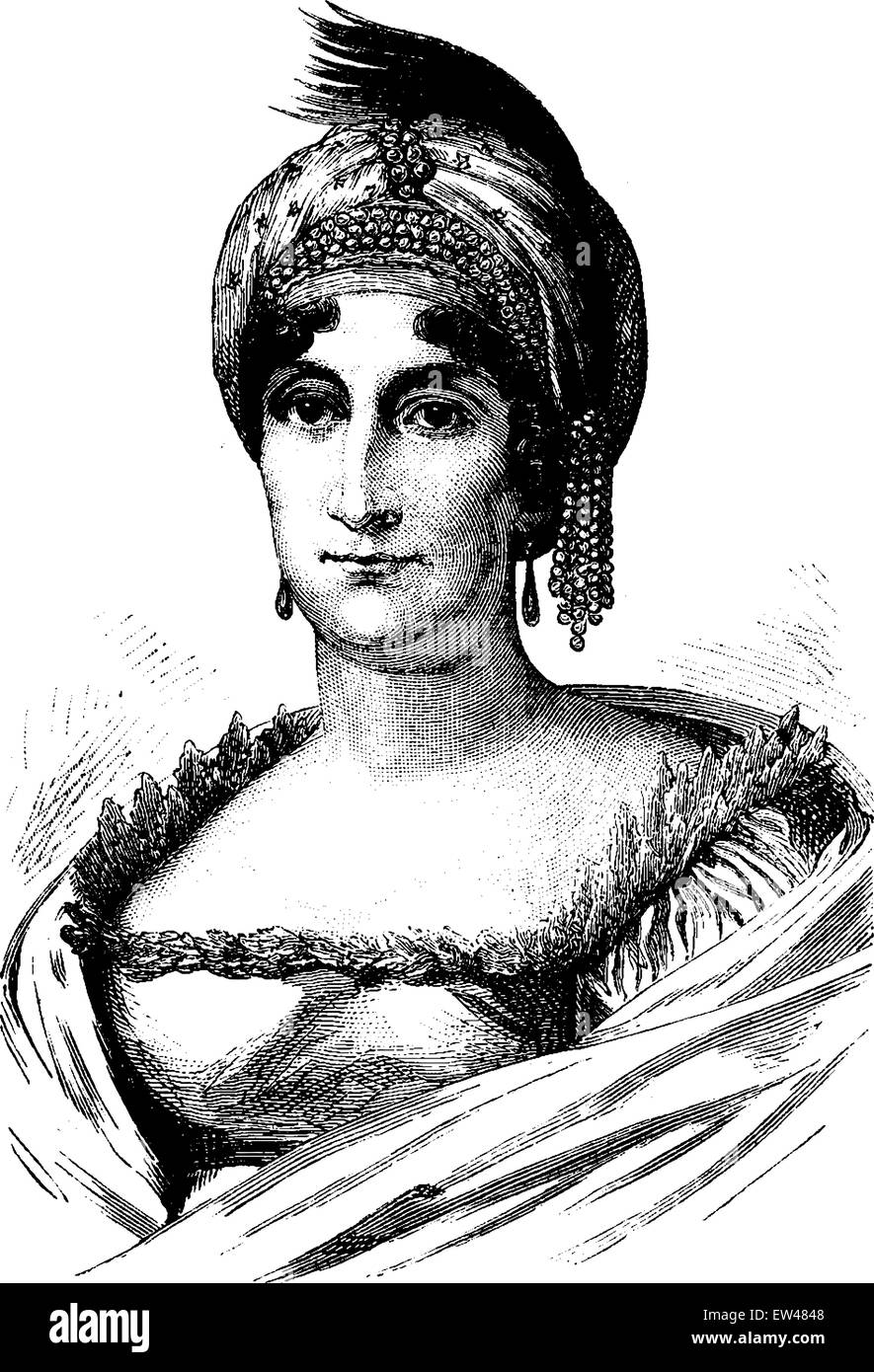 Letizia Ramolino, vintage engraved illustration. History of France – 1885. Stock Vector
