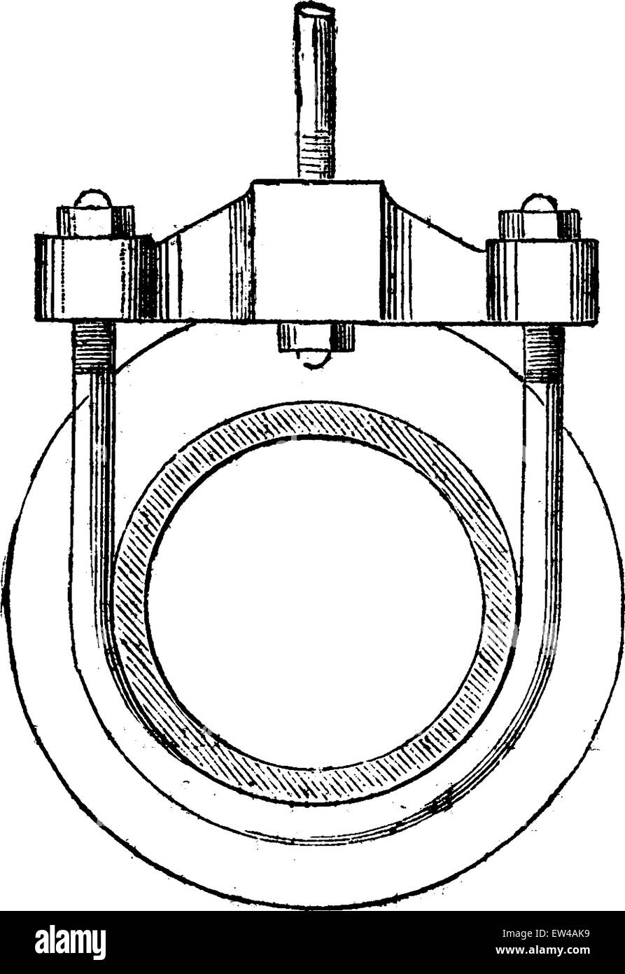 Bracket for suspension steam pipes in elevation, vintage engraved illustration. Industrial encyclopedia E.-O. Lami - 1875. Stock Vector