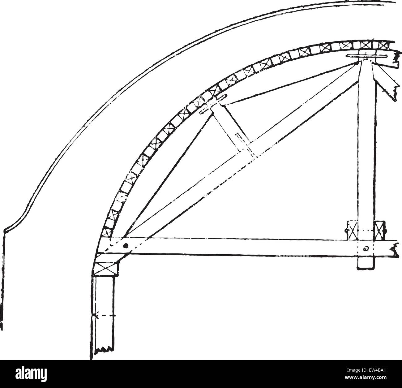 Hanger semicircular arch, vintage engraved illustration. Industrial encyclopedia E.-O. Lami - 1875. Stock Vector