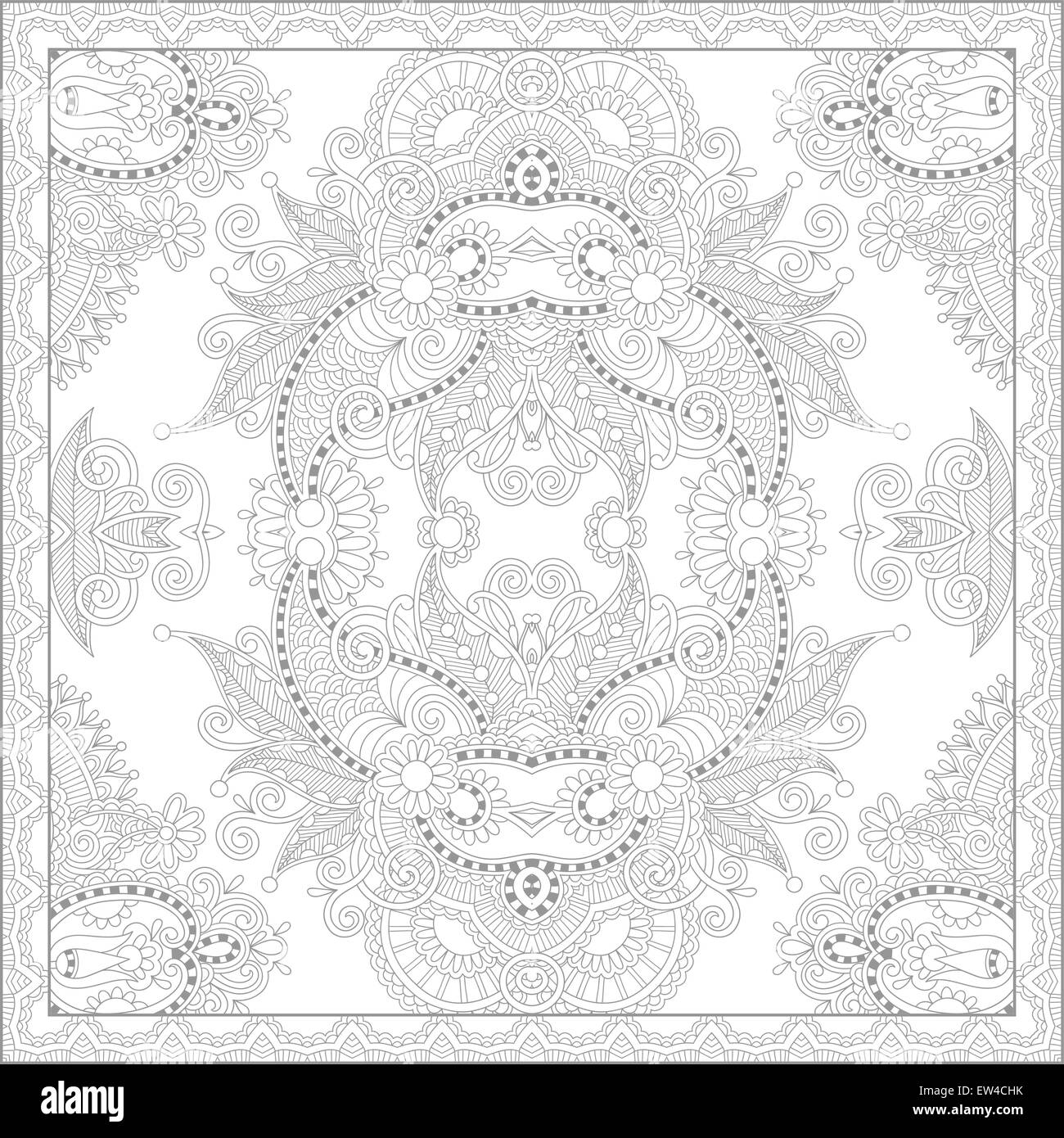 unique coloring book square page for adults - floral authentic c Stock ...