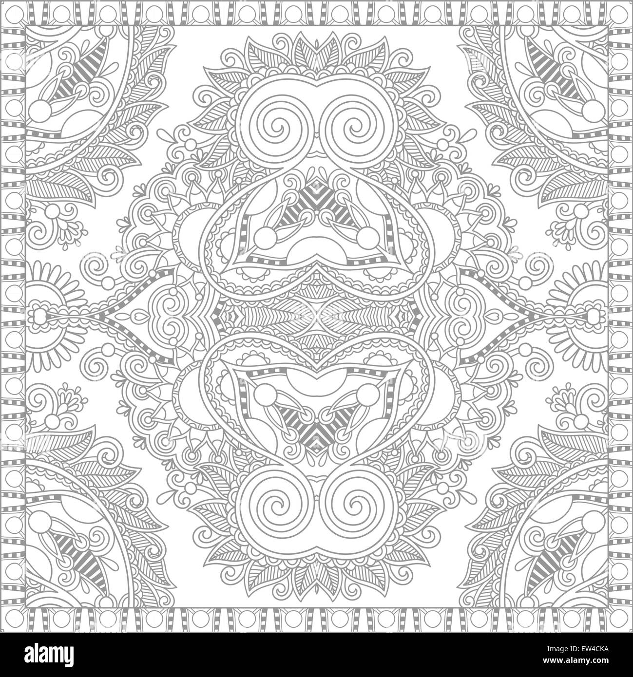 unique coloring book square page for adults - floral authentic c Stock ...