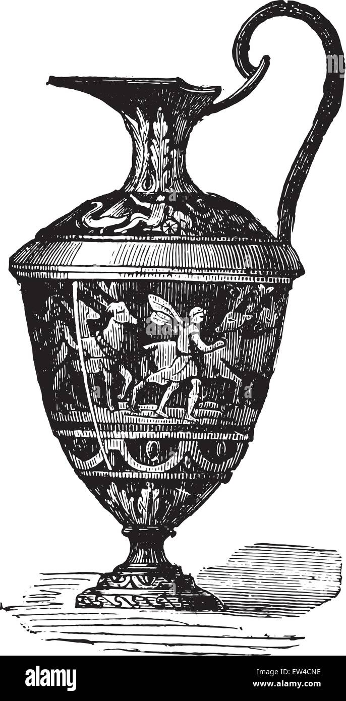 Ewer Image Glazed ewer, vintage engraved illustration. Industrial encyclopedia E ...