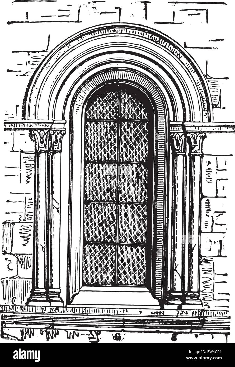 1875 Window Window to Our Lady of Chalons, vintage engraved illustration ...