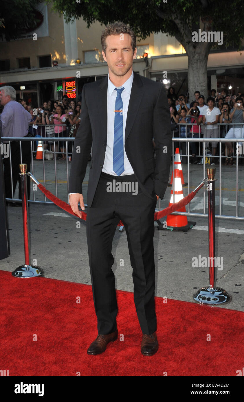 LOS ANGELES, CA - AUGUST 1, 2011: Ryan Reynolds at the world premiere of his new movie The Change-Up at the Regency Village Theatre, Westwood. Stock Photo