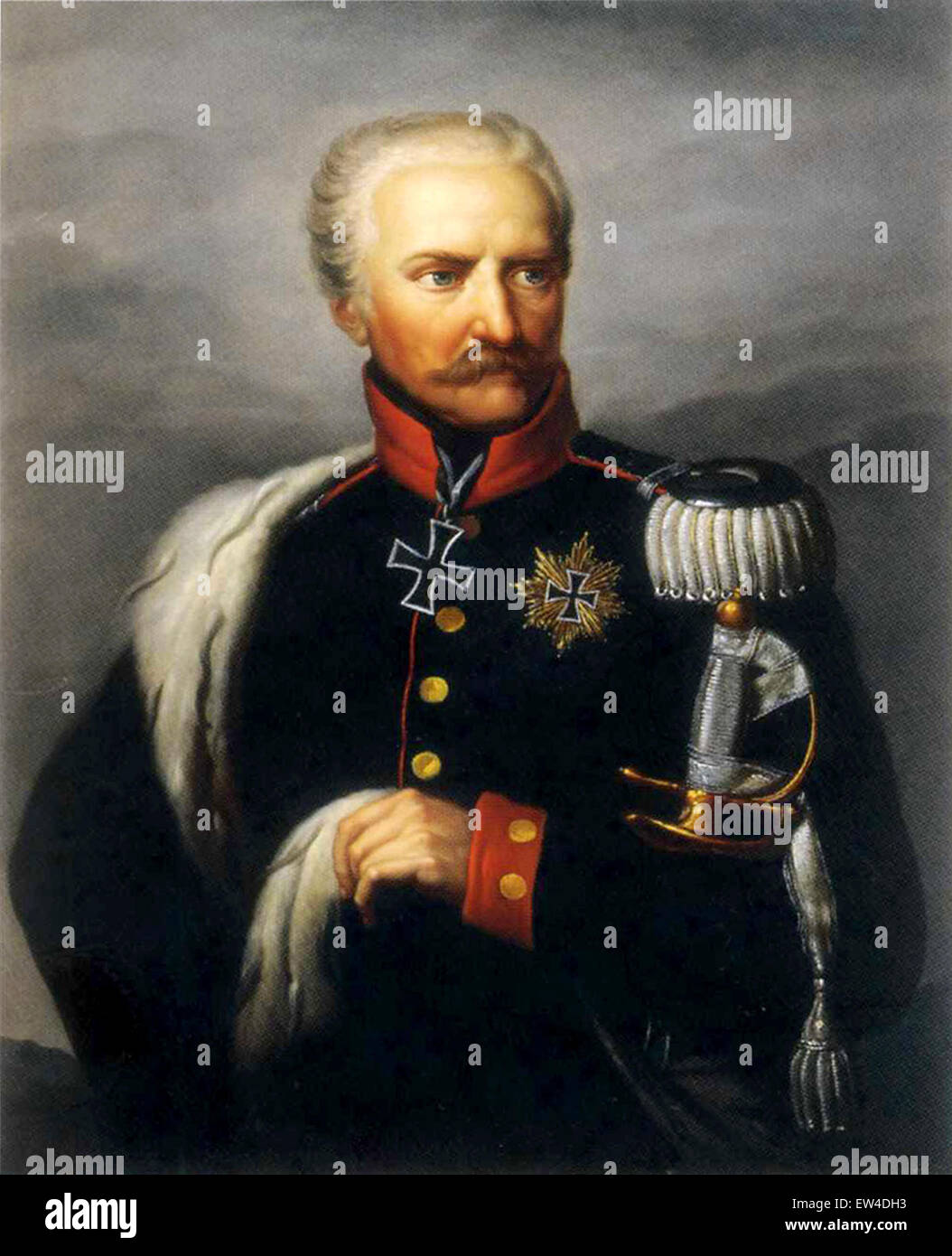 Gebhard Leberecht von Blücher, who had led one of the coalition armies defeating Napoleon at the Battle of Leipzig, commanded the Prussian army Stock Photo