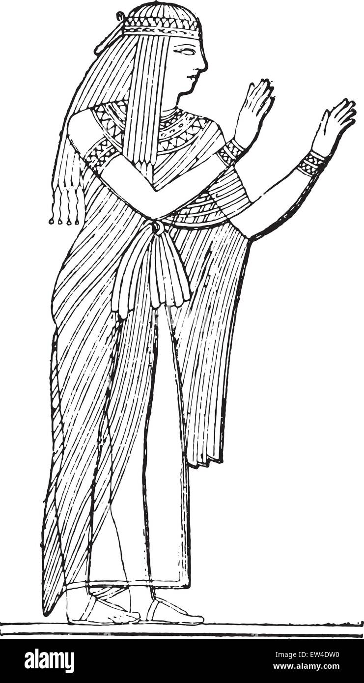 Egyptian woman, vintage engraved illustration. Stock Vector