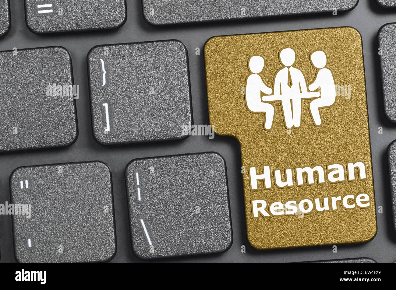 Brown human resource key on keyboard Stock Photo