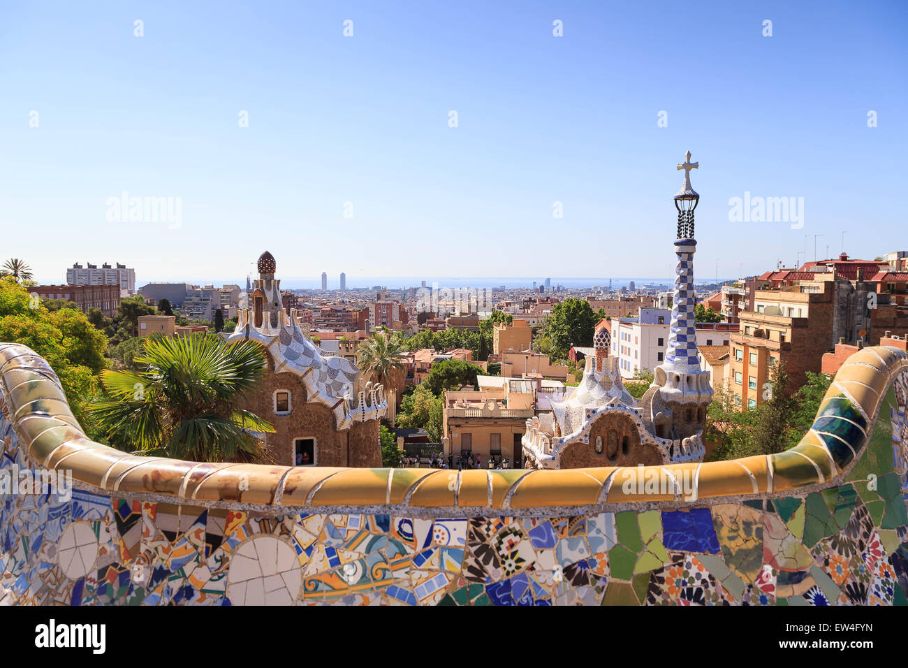 View to the city of Barcelona from Park Güell and the Nature Square Stock  Photo - Alamy