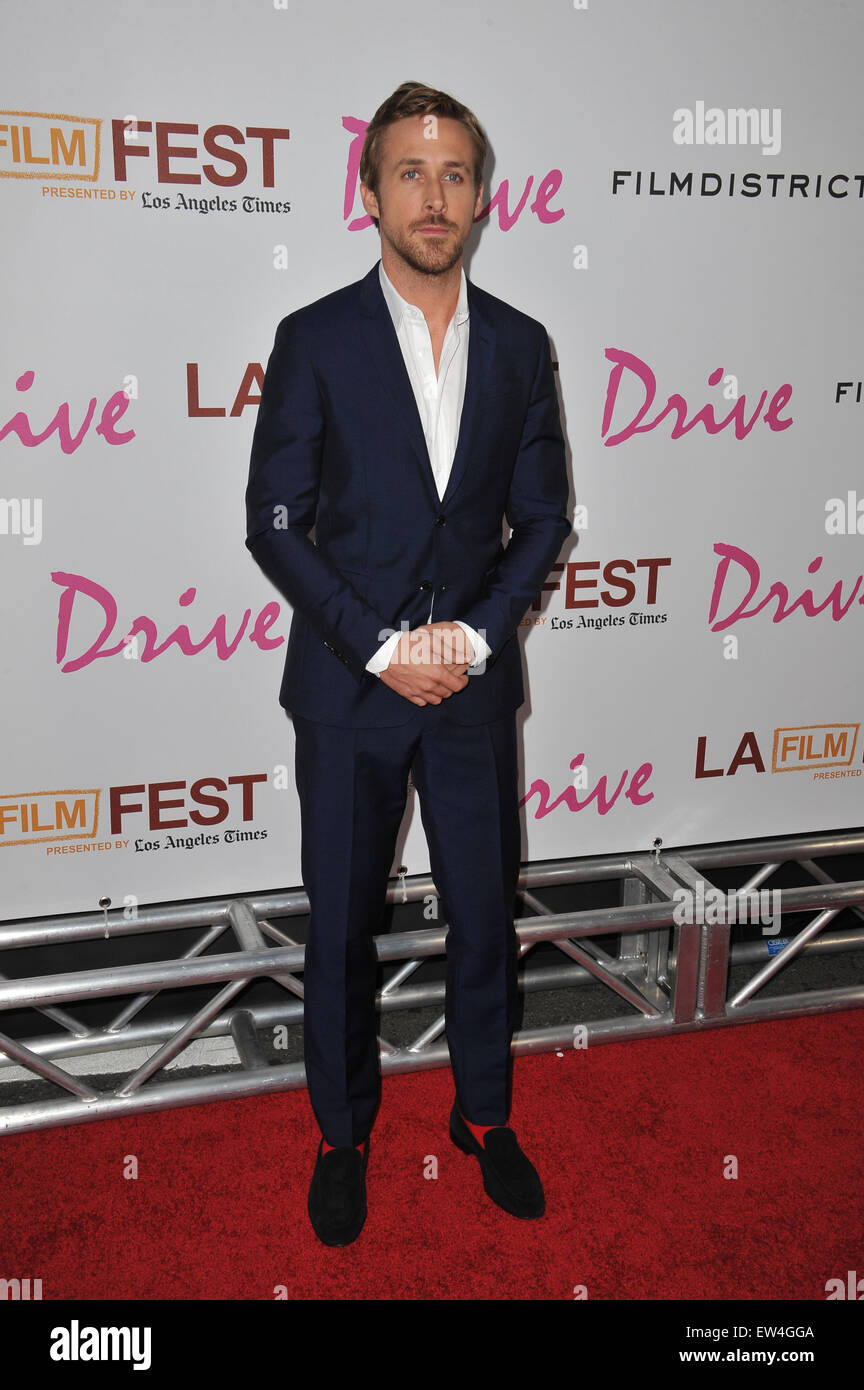 LOS ANGELES, CA - JUNE 17, 2011: Ryan Gosling at the premiere of his new movie 'Drive' at the Regal Cinemas, L.A. Live. Stock Photo