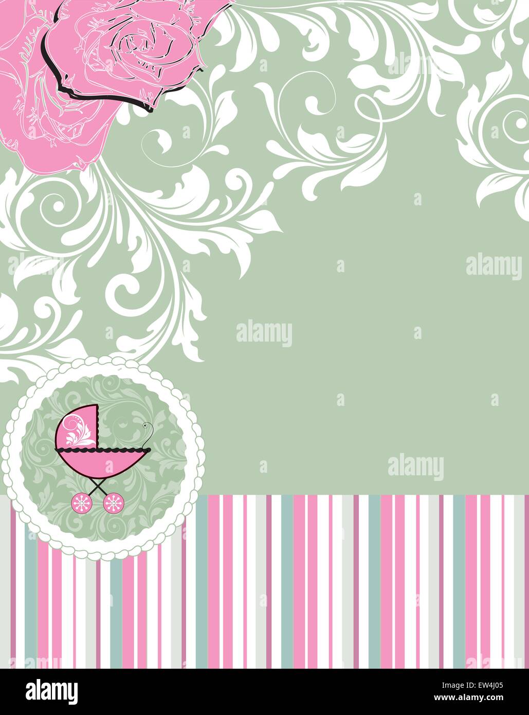 Vintage Retro 1950s Baby Girl Rattle Shower Invitations Customized