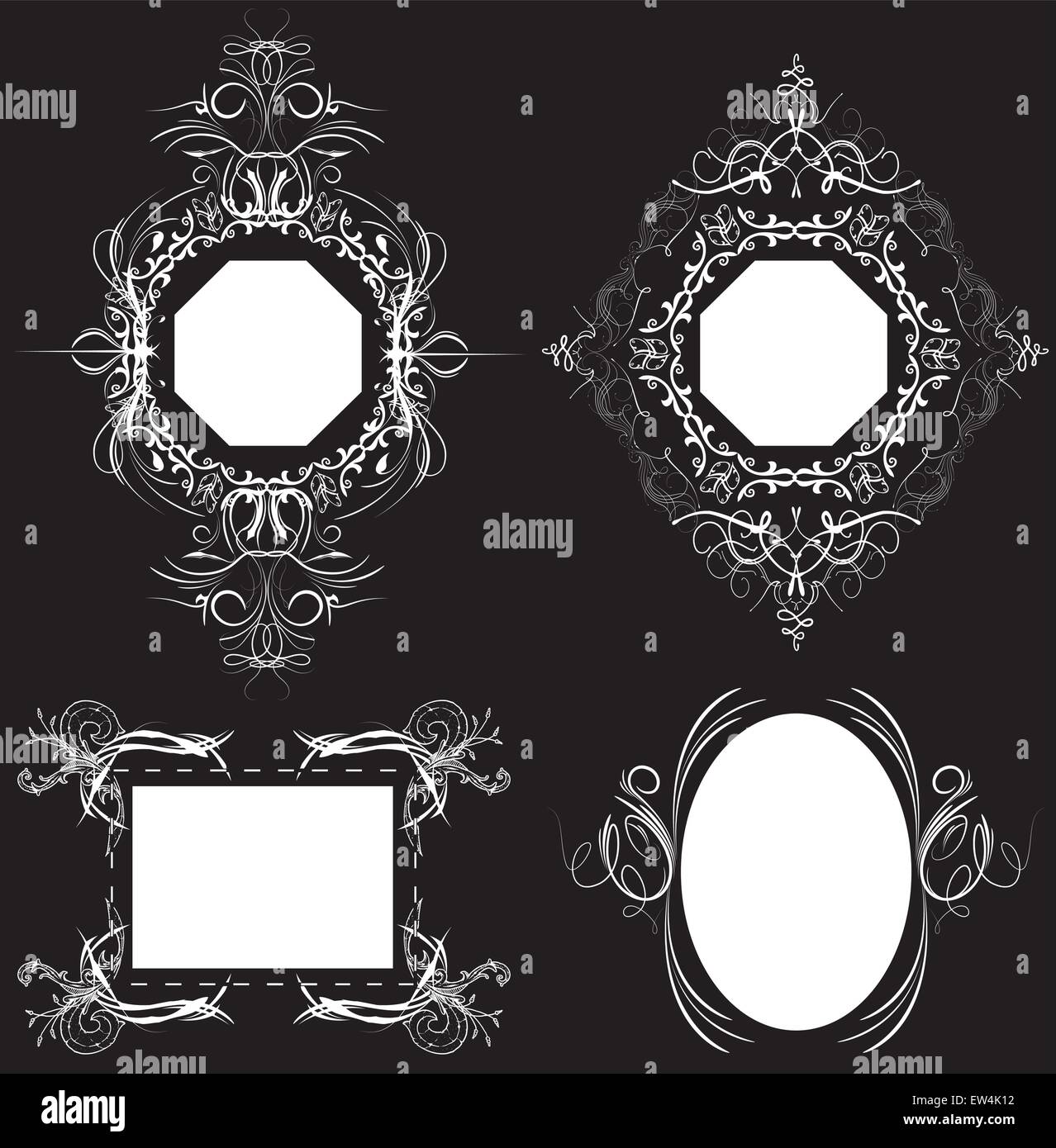 Vintage labels and frames with ornate elegant retro abstract floral ...