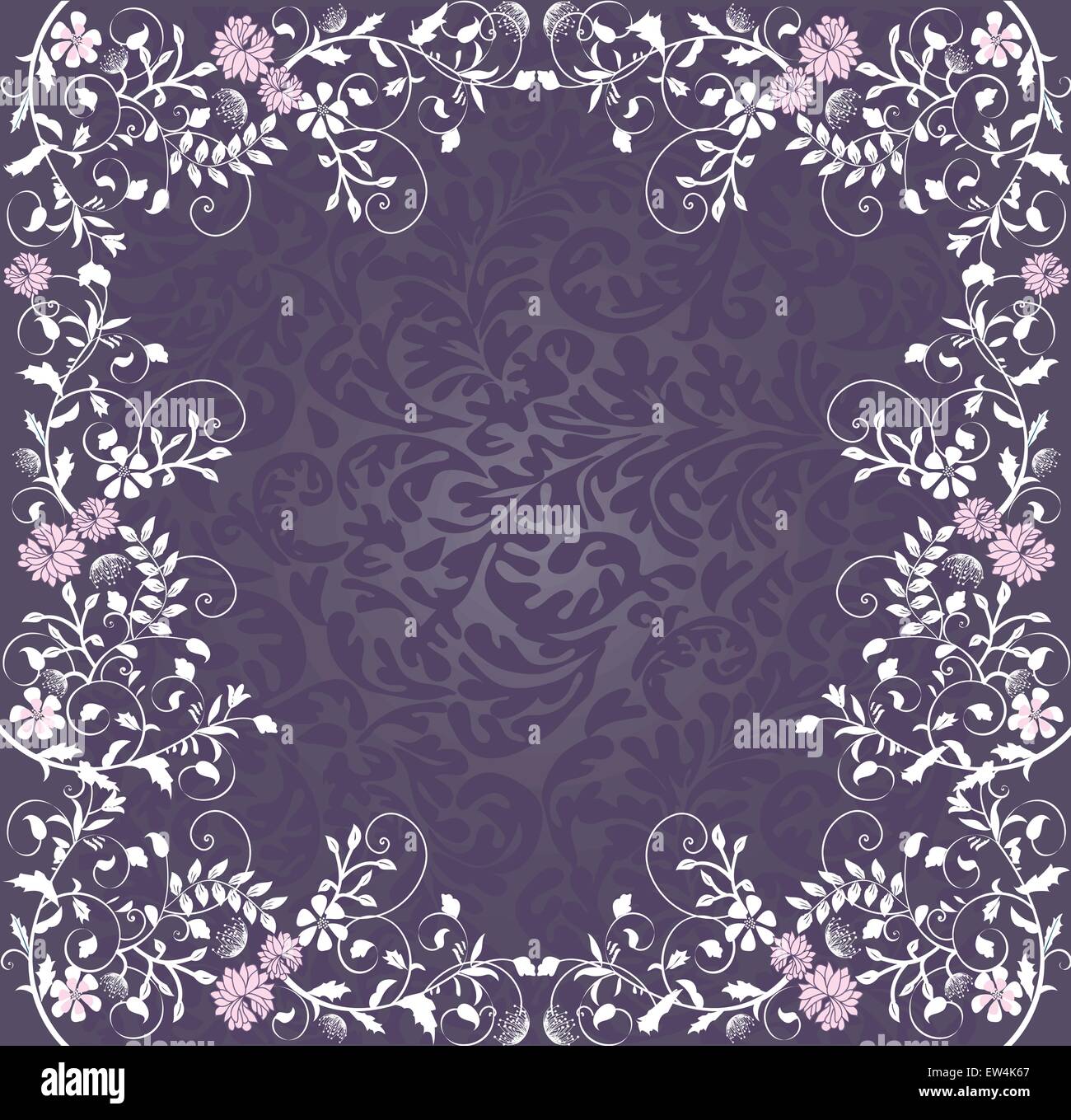Vintage invitation card with ornate elegant floral design, pink and ...